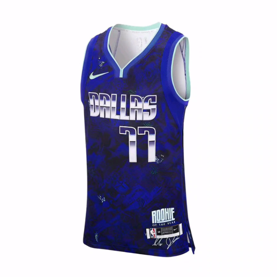 Nike NBA 复古 达拉斯独行侠队 东契奇 77号篮球背心 男款 蓝色