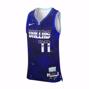 Nike NBA 复古 达拉斯独行侠队 东契奇 77号篮球背心 男款 蓝色