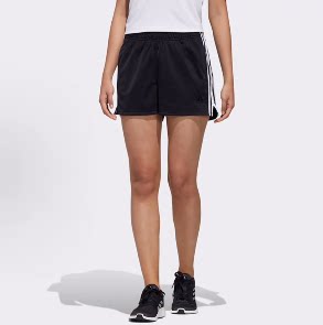 adidas Sub Logo Shorts 运动型格多口袋机能休闲短裤 女款 黑色