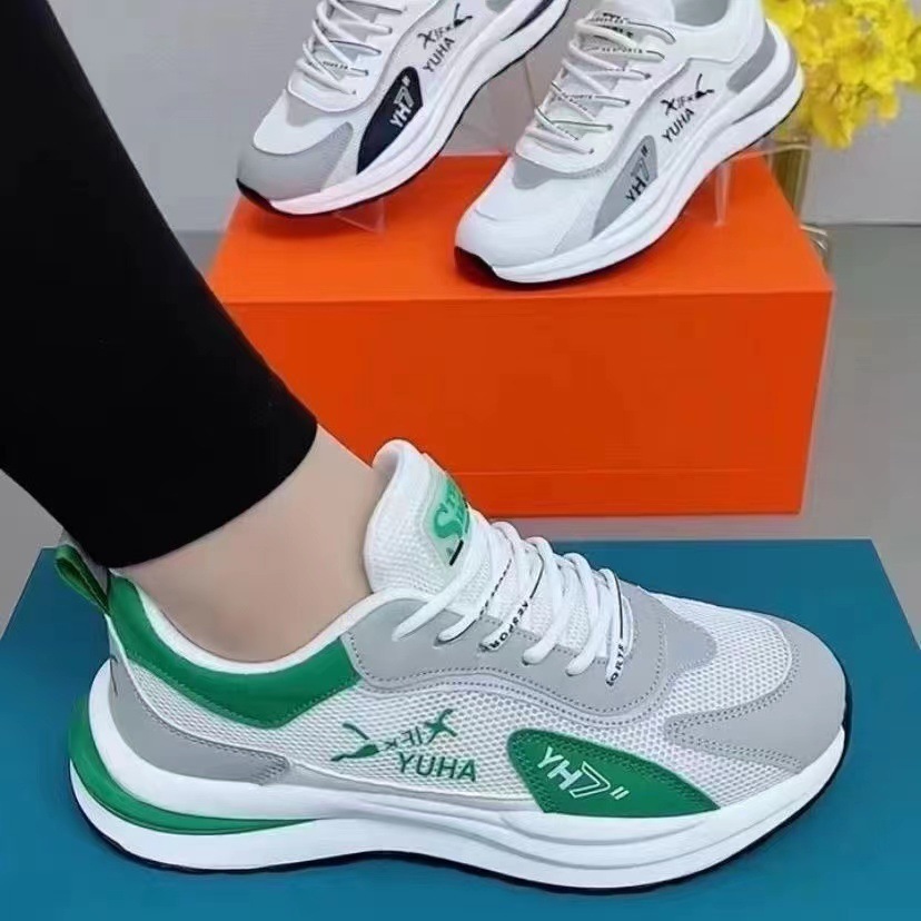 透气韩版跑步2025网面运动鞋情侣男女新款老爹鞋软底飞织鞋子