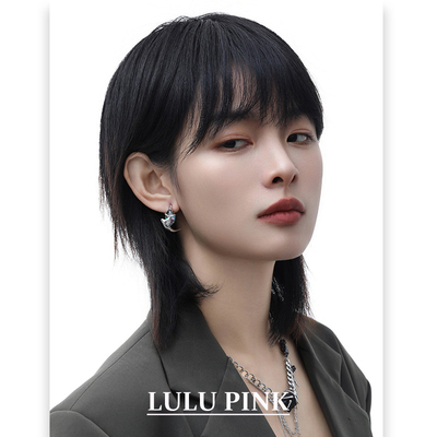 小众设计云旗同款中性风高级感耳环五色锆石s925纯银针男女耳钉