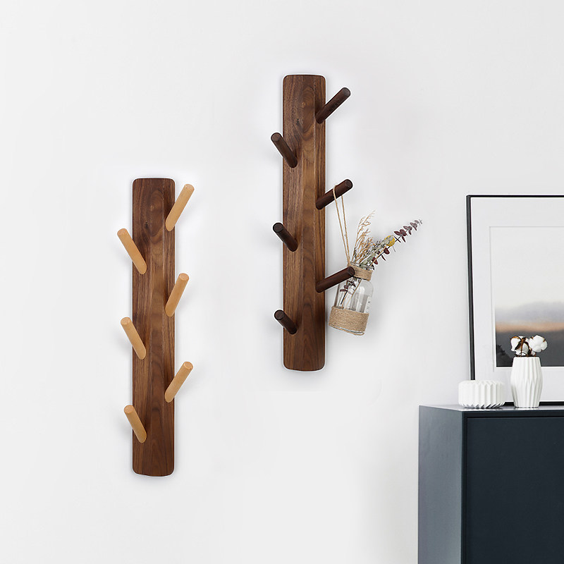 实木衣帽钩树枝杈挂钩免钉玄关装饰挂钩黑胡桃木创意墙壁挂架北欧,家居饰品,装饰挂钩,淘宝优惠券,粉丝福利购,淘宝优惠卷