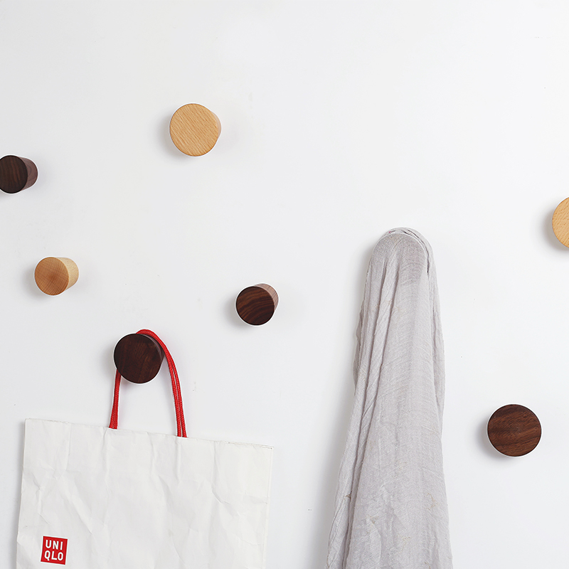 实木墙面挂钩黑胡桃木卫生间免钉