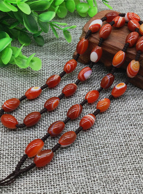男女高档项链天然红色玛瑙米珠绳链全珠红玉髓挂件绳观音佛吊坠绳