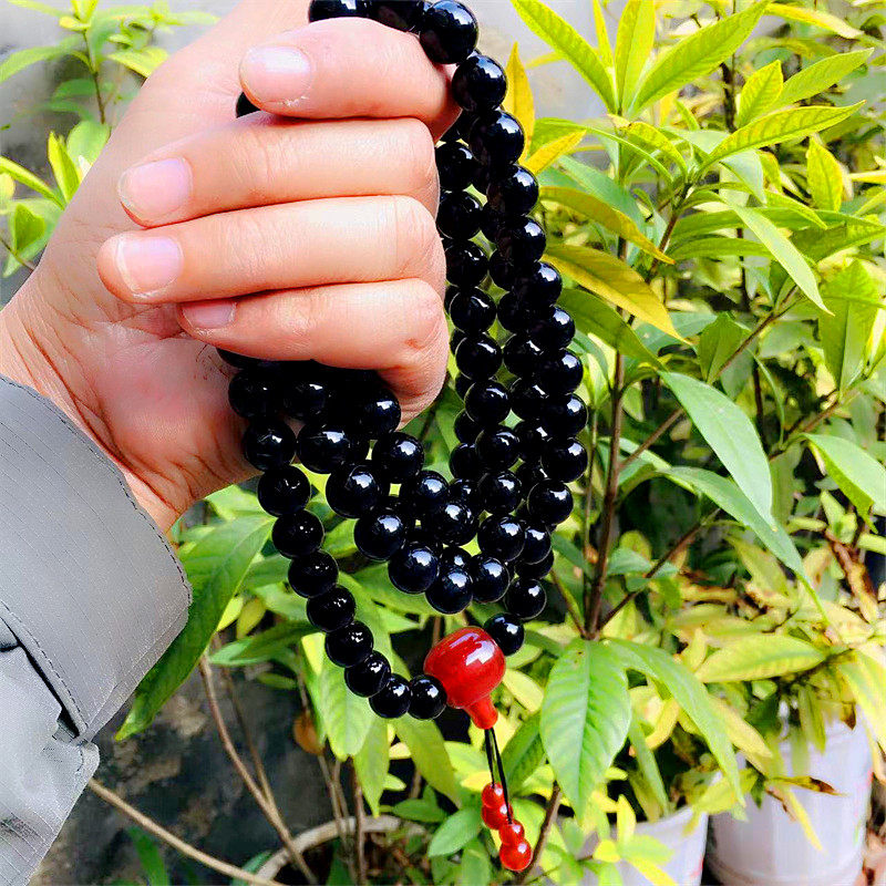 黑玛瑙108颗念珠男佛珠多圈手串
