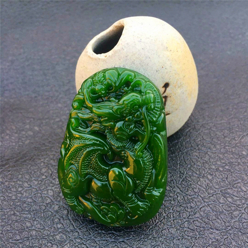麒麟霸气风菠菜绿玉石吊坠件包邮