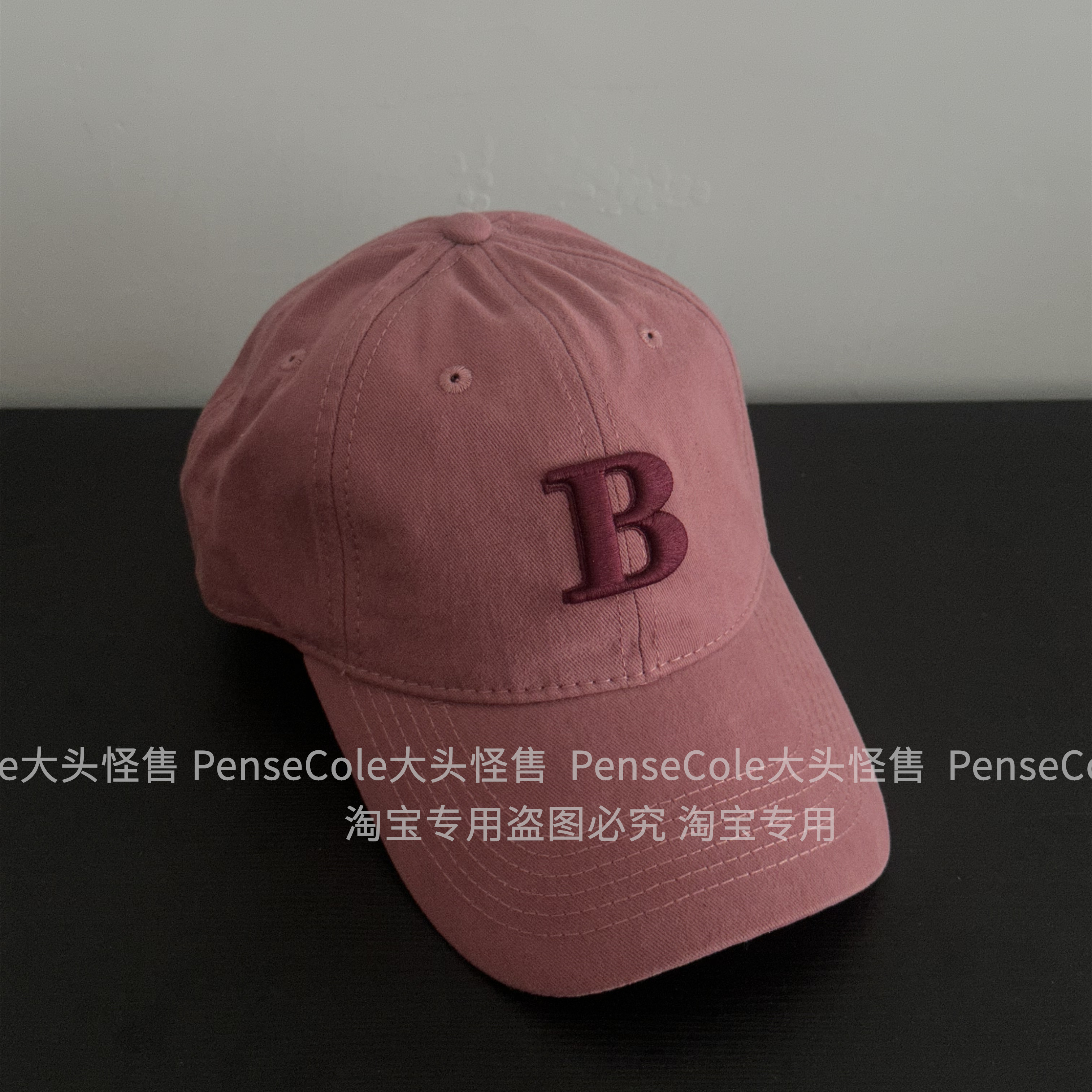 大头怪售磨毛棉~B字母刺绣棒球帽男士大头围鸭舌帽女街头软顶情侣