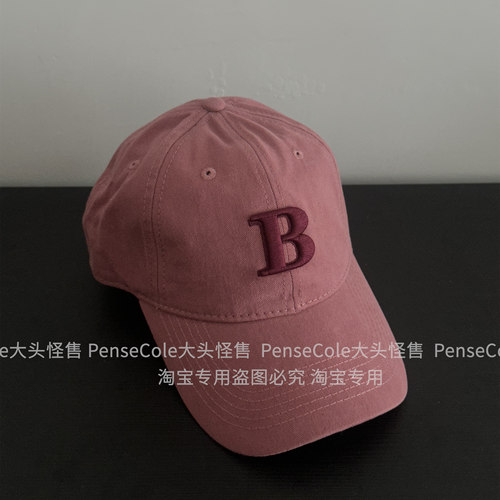 大头怪售磨毛棉~B字母刺绣棒球帽男士大头围鸭舌帽女街头软顶情侣