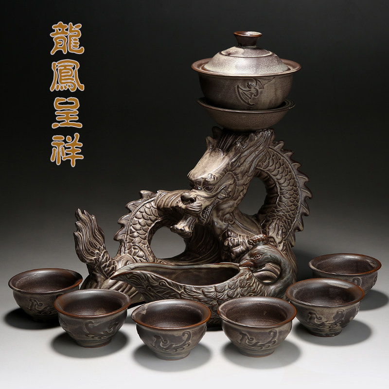 懒人茶具套装家用冲茶器紫砂全自动石磨泡茶壶陶瓷功夫茶杯办公室