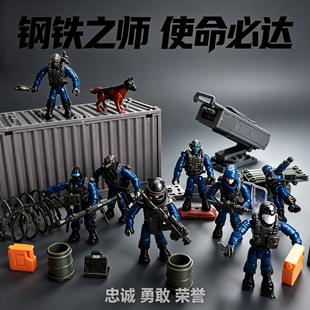 翔竣拼装关节可动兵人益智军事积木志愿军兵人仔模型手办特警玩具
