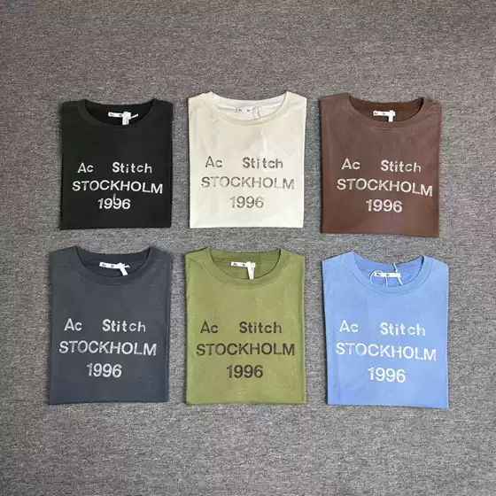 In-Stock Ceiling Ac Style 1996 Letter Print Cotton-Linen Blend Stitch Thin Long-Sleeve T-Shirt for Men and Women