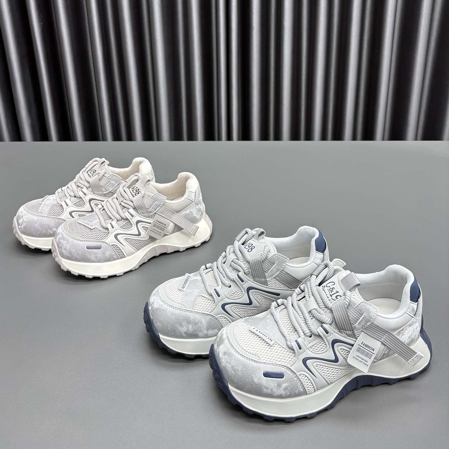 真皮网面阿甘鞋女2026春季新款圆头松糕厚底透气舒适休闲运动鞋潮,女鞋,时尚休闲鞋,淘宝优惠券,粉丝福利购,淘宝优惠卷