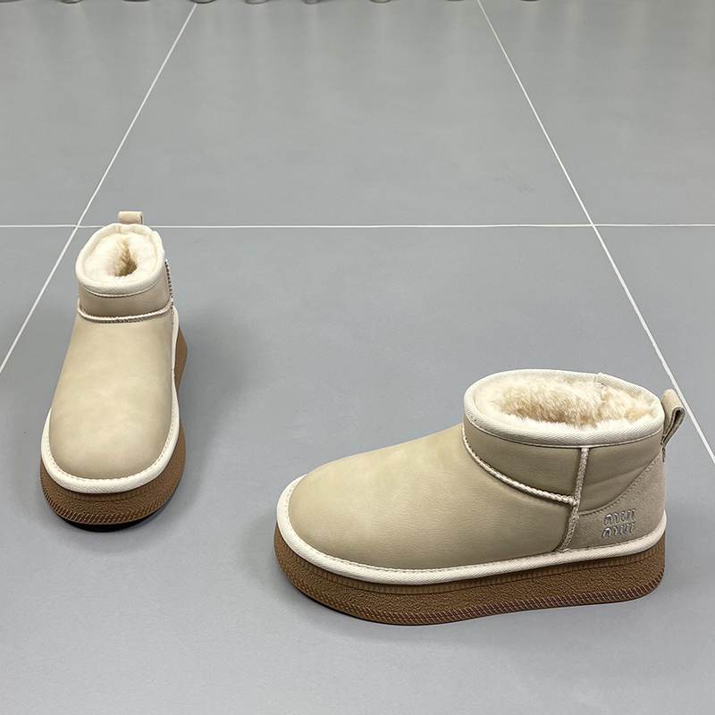 真皮羊毛雪地靴女2025冬季新款套筒加厚保暖短筒时尚牛皮运动棉靴