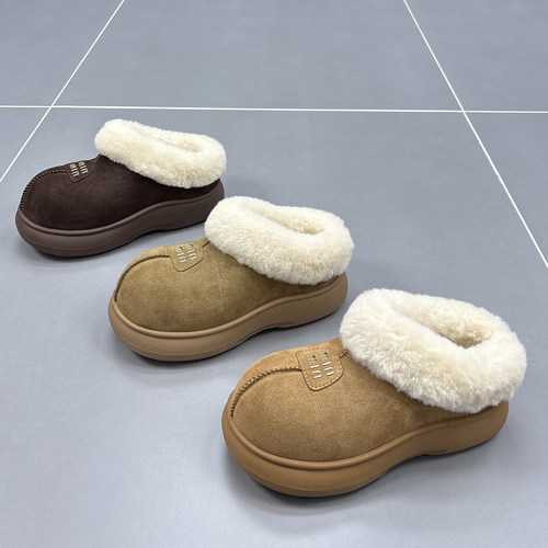 速利玛真皮羊毛雪地靴女2025冬季