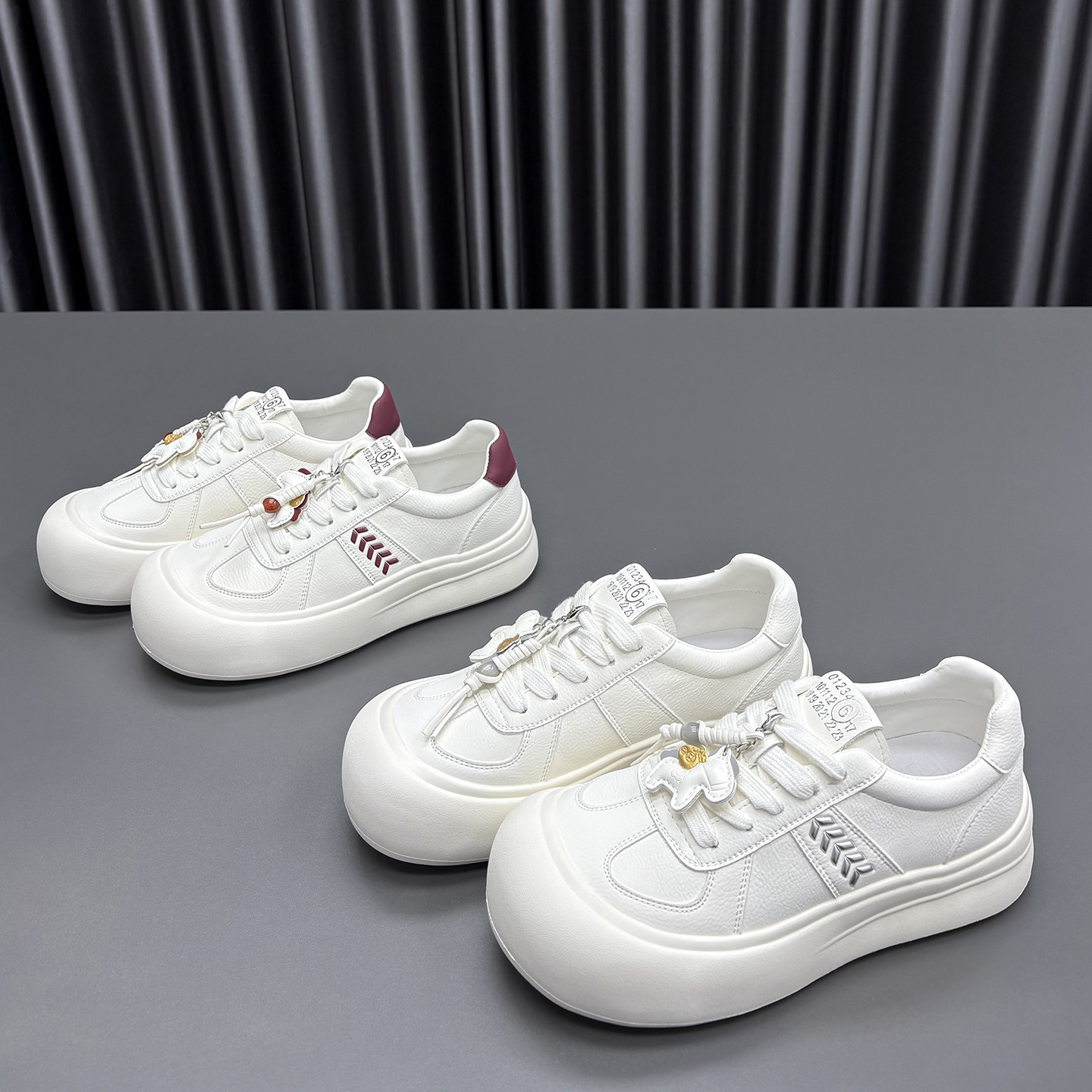 真皮小白鞋女2026春季新款圆头厚底时尚透气防滑牛皮休闲运动板鞋,女鞋,休闲板鞋,淘宝优惠券,粉丝福利购,淘宝优惠卷