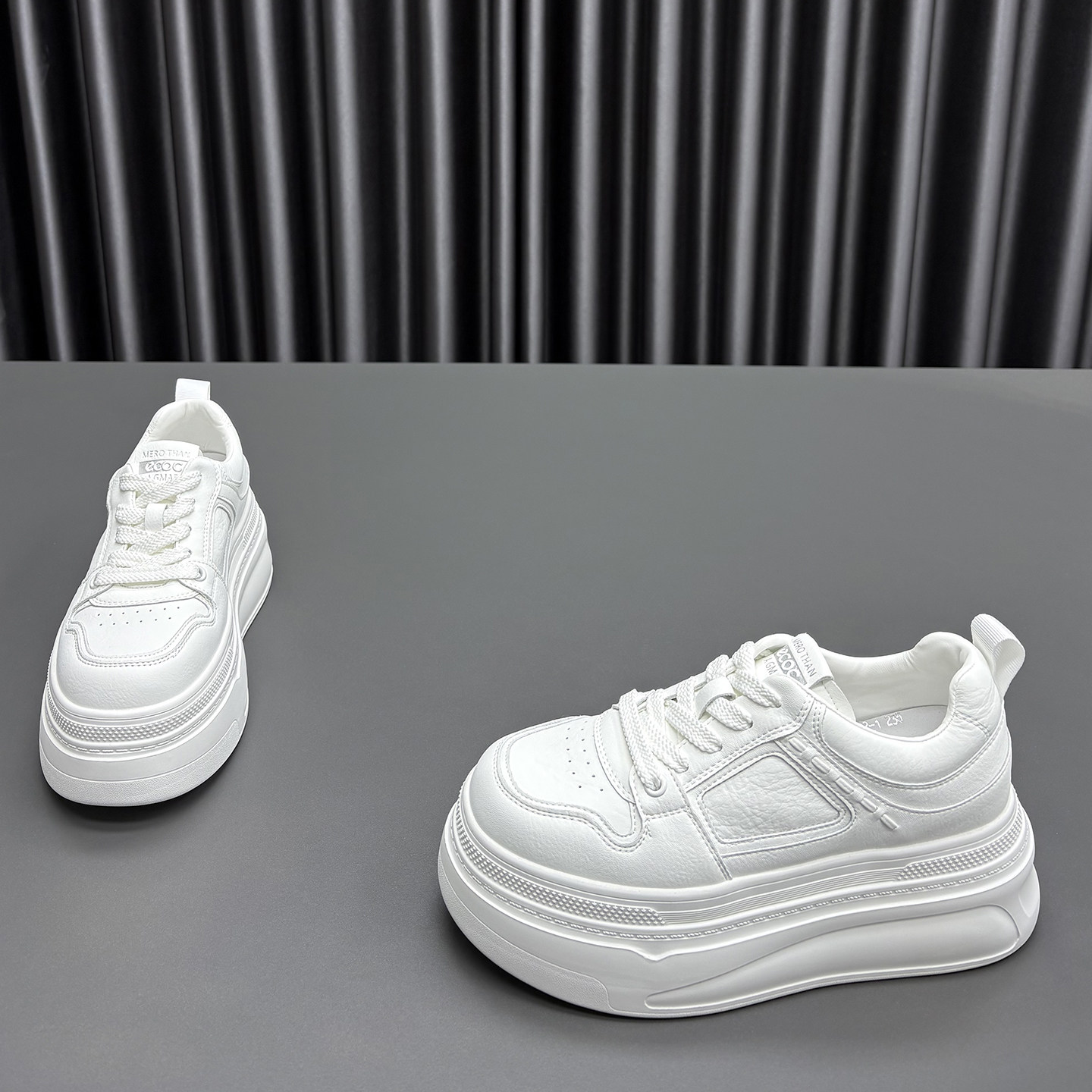 真皮小白鞋女2026春季新款圆头松糕厚底增高显瘦时尚牛皮休闲板鞋