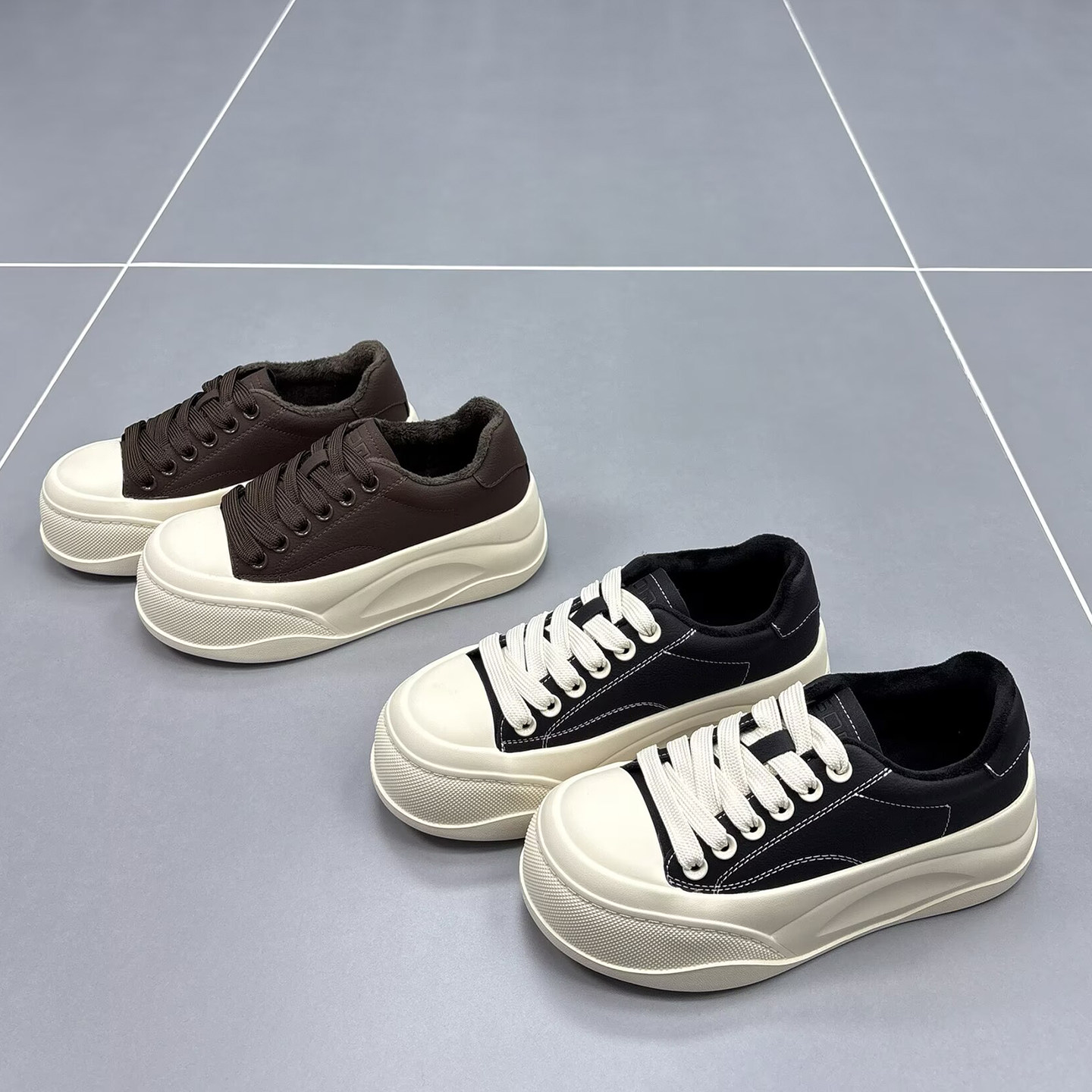 真皮加绒休闲鞋女2025冬季新款