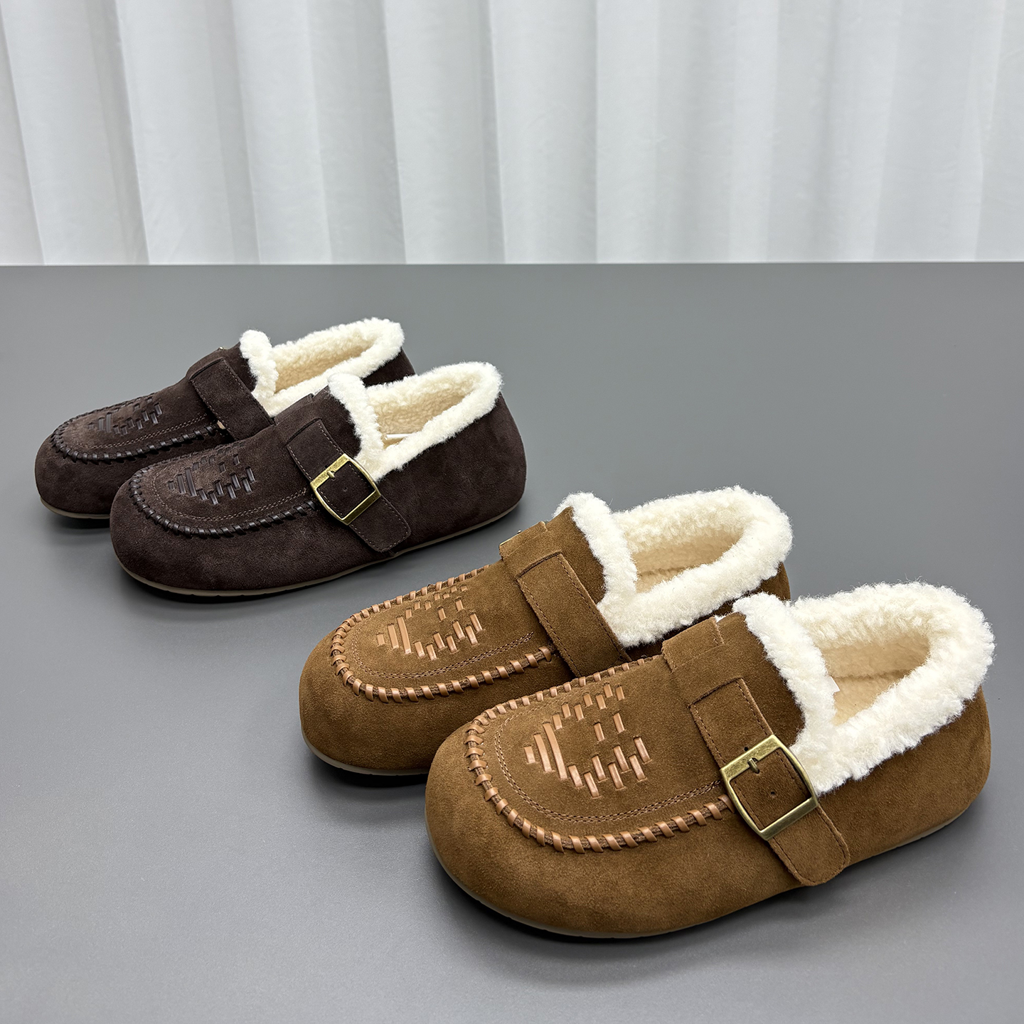 真皮羊毛加绒勃肯鞋女2025冬新款