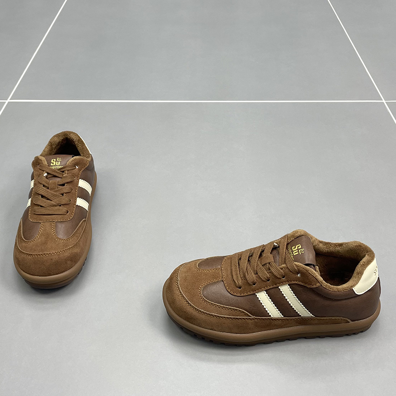 速利玛真皮加绒德训鞋女2025冬季