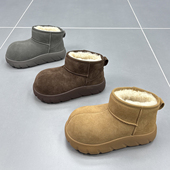 真皮羊毛雪地靴女2025冬季 新款 大头厚底短筒加厚保暖休闲运动棉靴