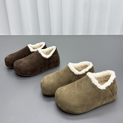 真皮羊绒加绒勃肯鞋女2025冬新款