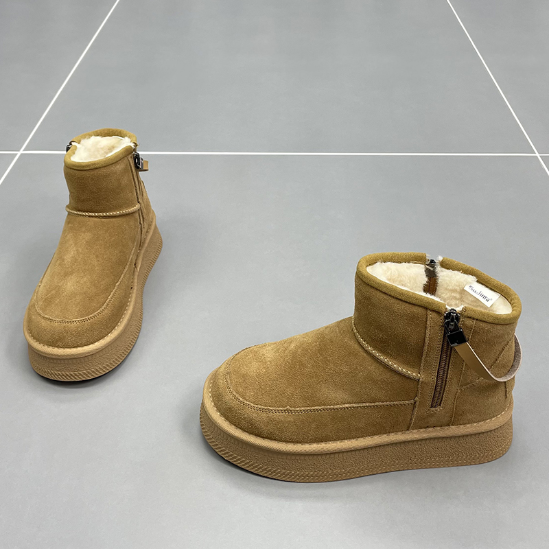 速利玛真皮羊毛雪地靴女2025冬季