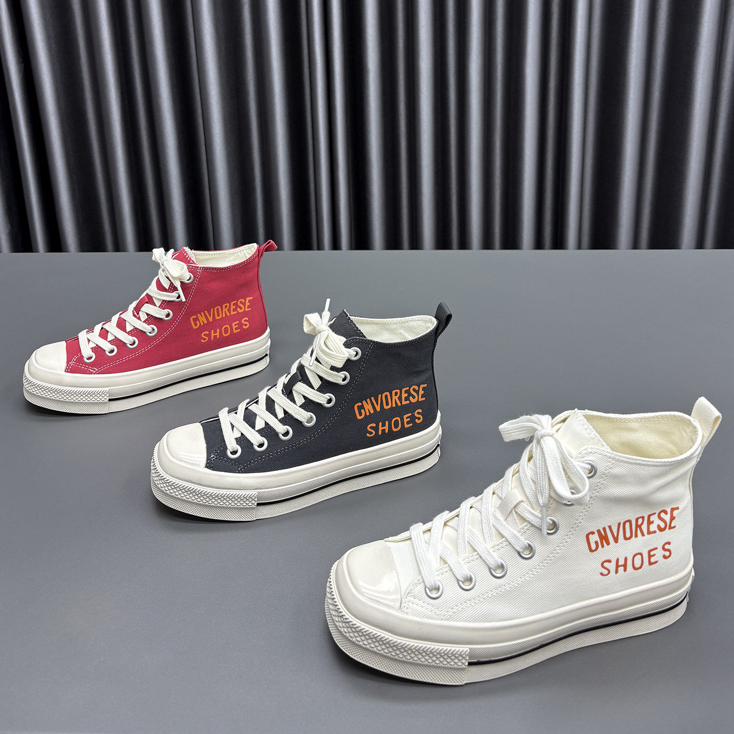 高帮帆布休闲鞋女2026春季新款圆头厚底防滑透气时尚百搭运动板鞋,女鞋,帆布鞋,淘宝优惠券,粉丝福利购,淘宝优惠卷