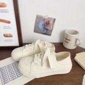 小众百搭小白鞋 后跟可踩半拖帆布鞋 女美拉德2023秋冬新款 配裙子女