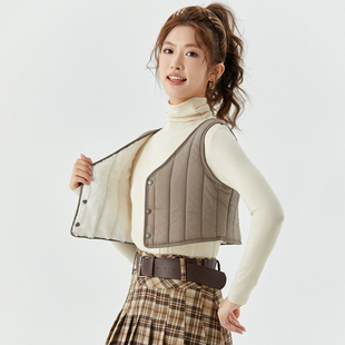 羽绒棉马甲女短款秋冬加绒加厚打底内胆保暖背心内穿护肩吊带坎肩