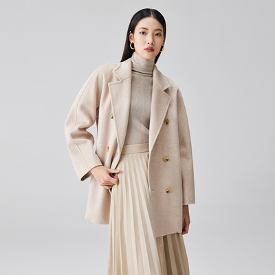 sella短款羊绒水波纹大衣