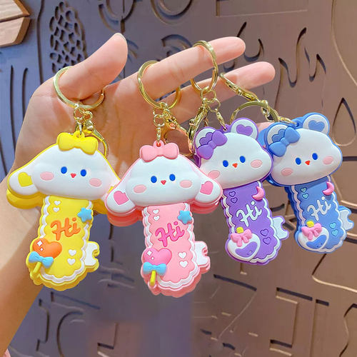 创意卡通比比兔迪迪熊钥匙扣夹扣女包包挂件汽车钥匙链小礼品
