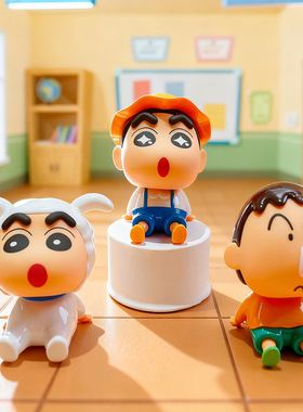 正版蜡笔小新盲盒公仔手办周边玩偶车载摆件潮玩创意家居装饰品