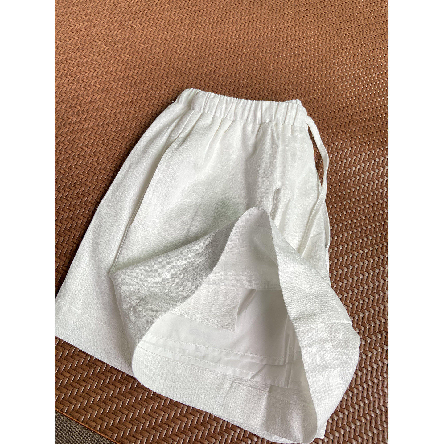 白色亚麻短裤男款夏季薄款美式复古棉麻阔腿裤子休闲运动四五分裤