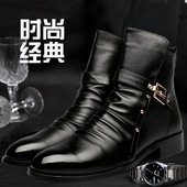 潮流高帮皮鞋 韩版 男靴英伦短靴尖头马丁靴男士 秋冬季 时尚 短筒皮靴