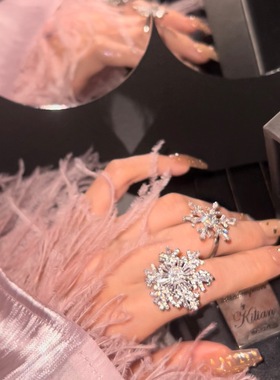 限定雪花戒指开口可调节个性夸张