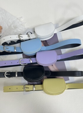 韩版腰带腰包女装饰连衣裙牛仔裤迷你小包腰间皮带配饰绿色设计感