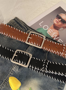 设计感百搭老钱风腰封法式复古时髦宽皮带度假棕色裤腰带2025新款