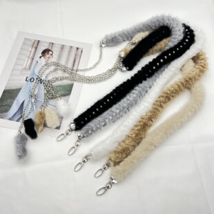 毛毛腰带百搭珍珠毛绒腰链女皮草辣妹皮带配裙子大衣个性秋冬腰饰