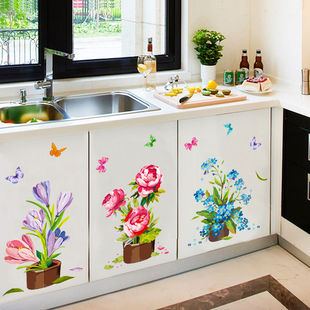 花朵墙壁贴纸墙纸贴画浴室防水玻璃门贴柜子冰箱贴墙贴图装饰墙画