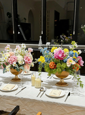 田园风格桌面装饰仿真花摆设生日宴会餐桌布置台花会议桌花假花