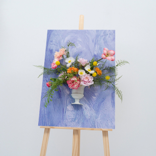 莫奈花园风格仿真花半壁花瓶装饰展板花艺网红餐厅氛围布置假花