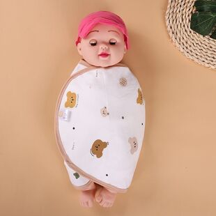 婴儿防惊跳包巾睡袋新生儿襁褓纯棉薄款宝宝魔术贴静音肚围四季款