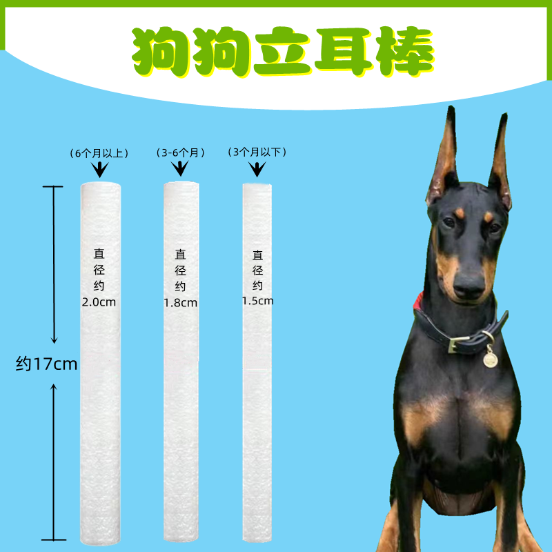 德牧宠物黑狼狗杜宾立耳棒狗狗绑耳棒立耳器绑耳宽胶带透气软泡沫