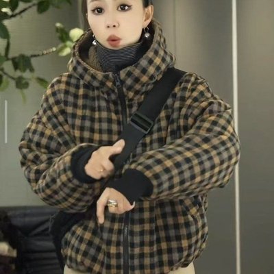 格子棉衣休闲减龄百搭显瘦中年女