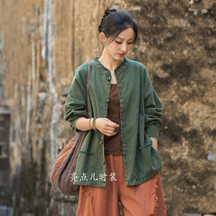 春秋季女装棉麻宽松休闲太极瑜伽显瘦T恤上衣打底衫长袖文艺女款