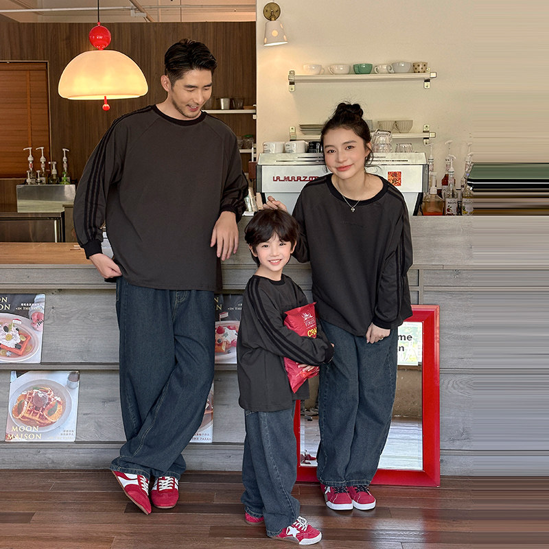 ins2025新款韩版洋气休闲亲子装秋季长袖t恤母女装上衣时尚家庭装