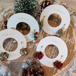 lilac日系原创设计手作 圣诞节 永生花真花高级感耳环戒指礼物女