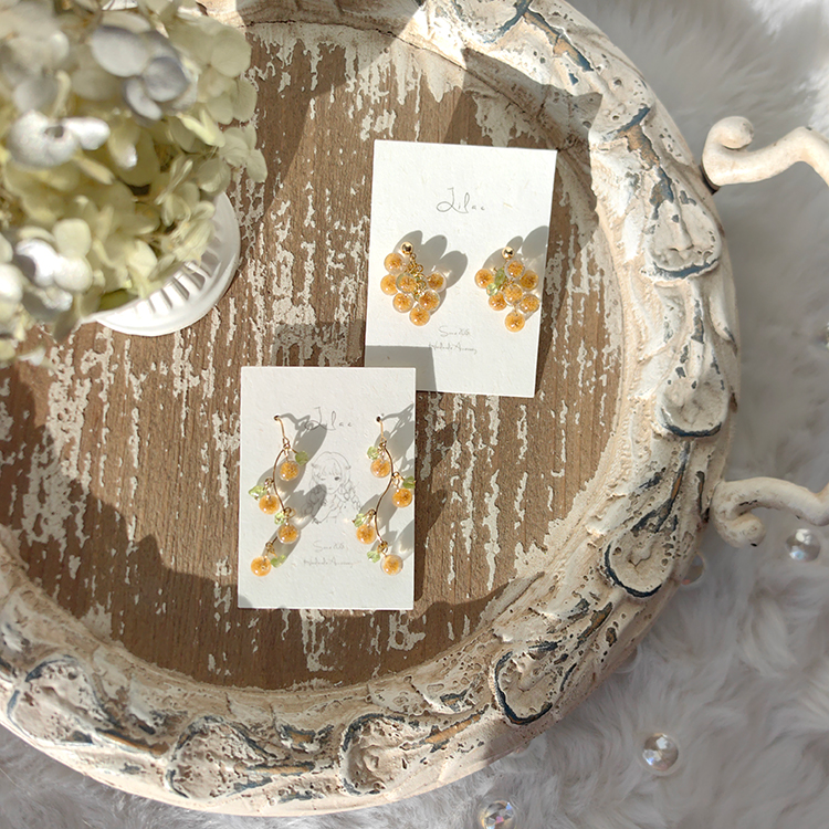 LILAC花日系手作原创设计耳钉女