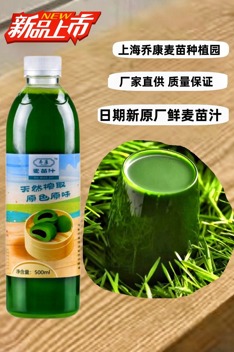 上海乔康新鲜麦苗汁500ml清明青团水烘焙原料青团汁麦青汁麦草汁