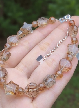 一物一图天然黑金超七手链男女双轮满顺发骨干超级七发晶单圈手串